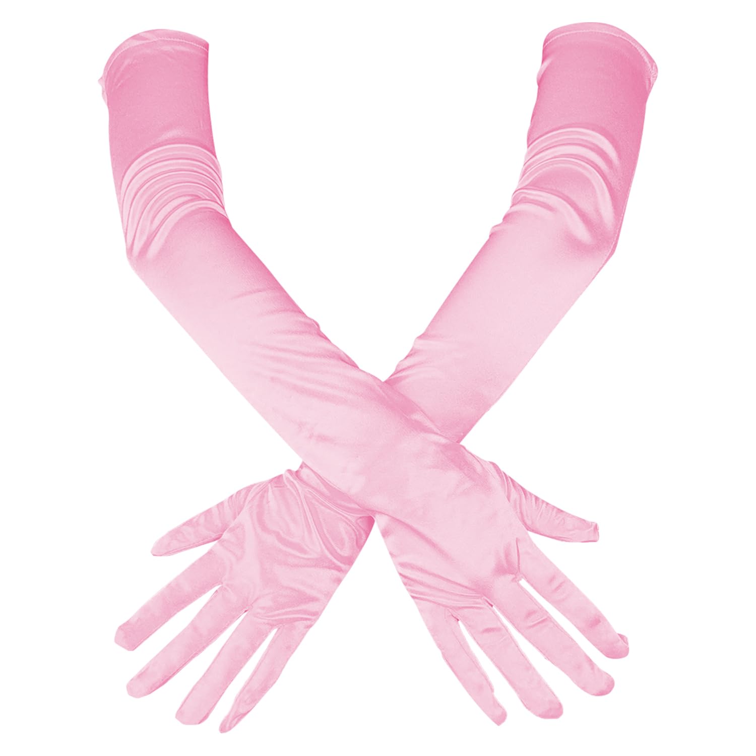 NIDHFG 1 Pair Of Pink Gloves, Women'S Long Gloves, Satin Gloves, Party Dress Gloves, Ele Gloves.