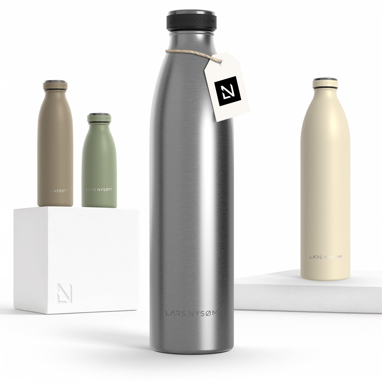 Lars Nysøm Stainless Steel Insulated Water Bottle 350Ml, 500Ml, 750Ml, 1L, 1 5 Liter | Insulated Thermo Flask For Hot And Cold Beverages | Leakproof Drinking Bottle (, 1000Ml)