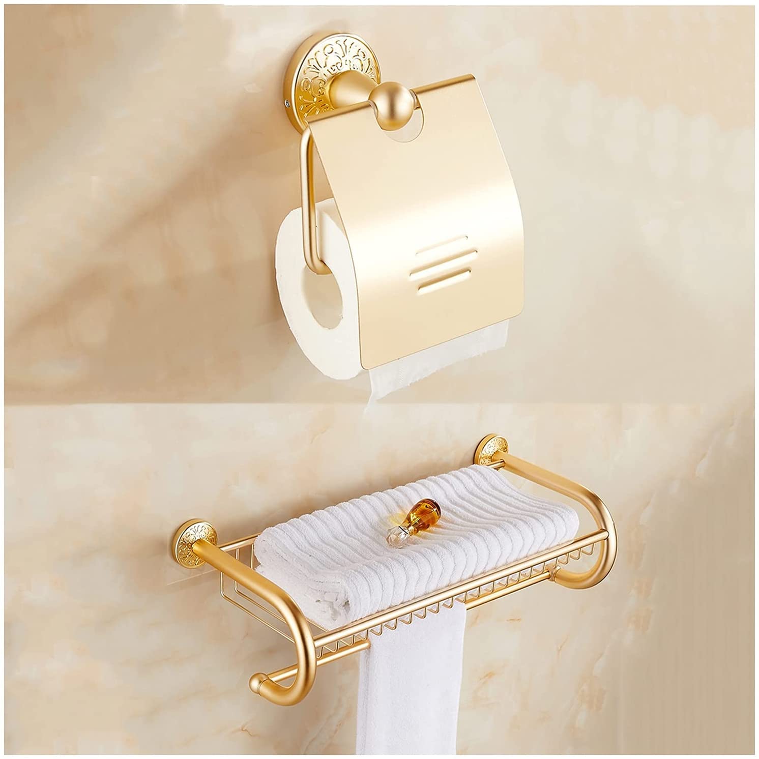 ELUKHT Shower Shelf Bathroom Shelf Retro SToilet Paper Holder European Style Wall Mounted Solid Bathroom Accessories for Toilet