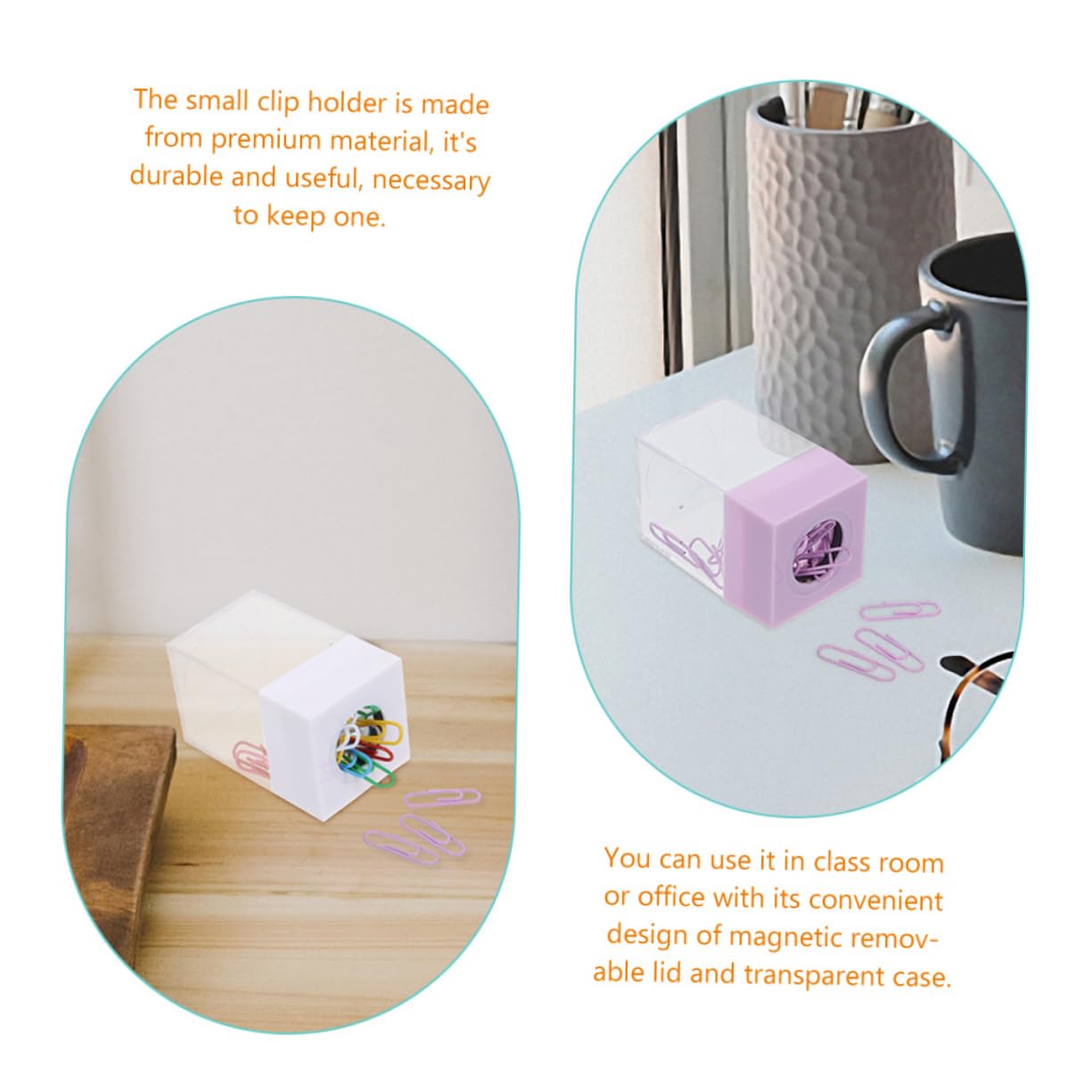 NUOBESTY 10pezzi Dispenser Magnetico Per Graffette Colorate Supporto Per Ufficio Trasparente Contenitore Quadrato Per Graffette Creativo Per Studenti e Ufficio
