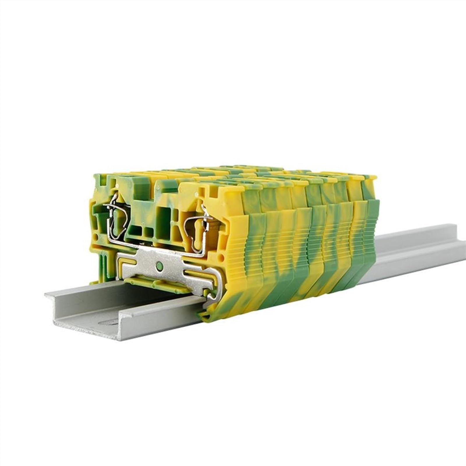 5Pcs ST4-PE Din Rail Ground Connector Spring-cage Earth Pull Electrical 4mm Grounding Feed-Through Terminal Block ST 4-PE