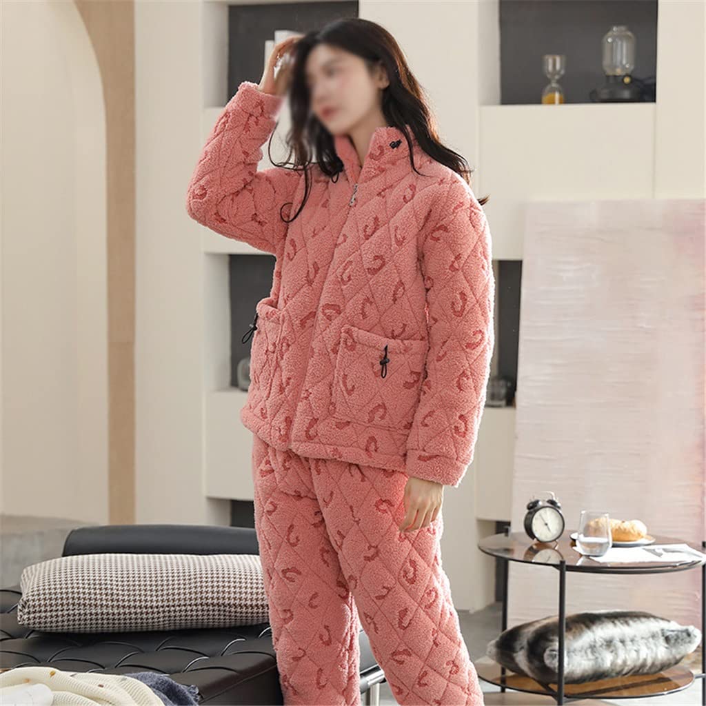 Conjunto de Pijamas de Invierno para Mujer, Pijamas de algodón, Ropa de Dormir de Dos Piezas, Pijama Grueso, Bonito, cálido y cómodo