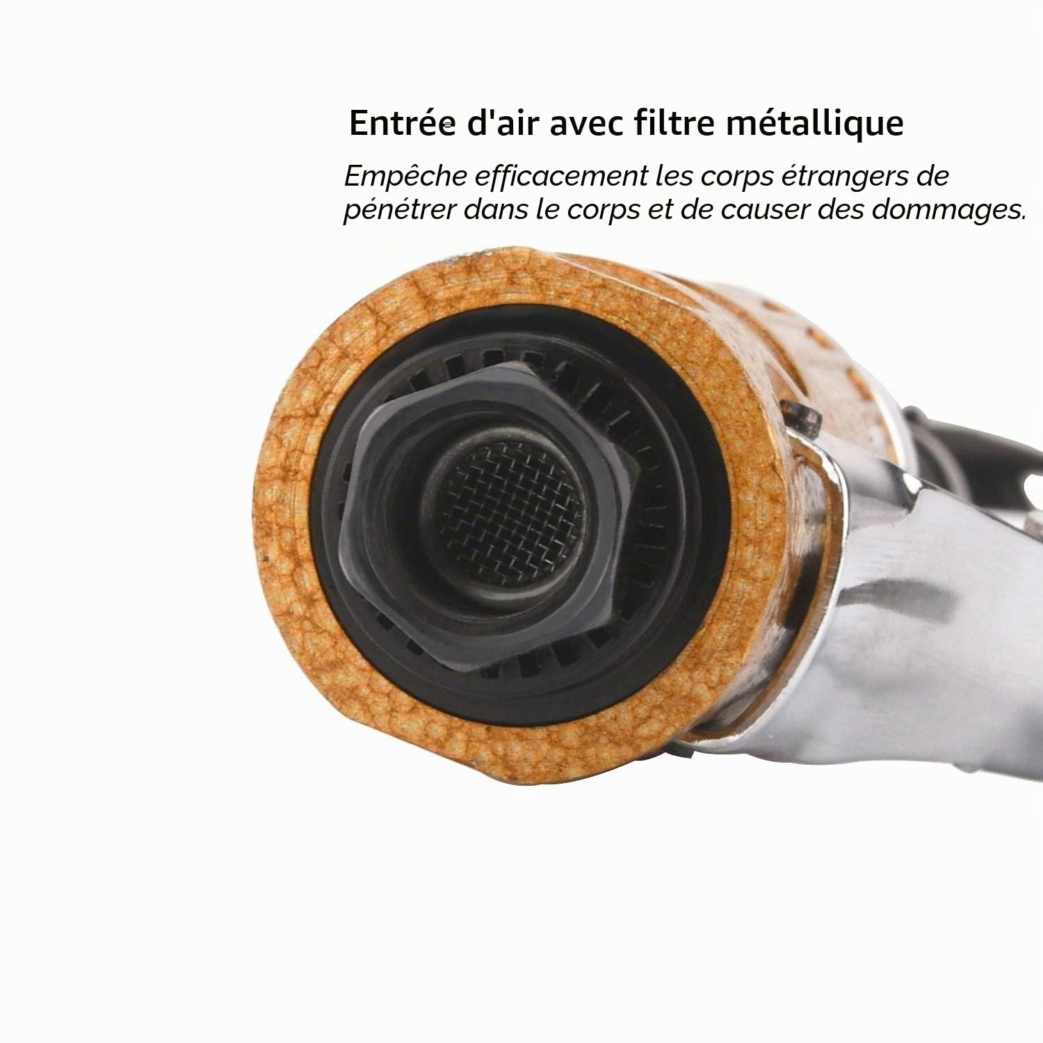 Ponceuse droite à air comprimé longue, ponceuse à air comprimé avec deux mandrins (1/4" et 1/8"), vitesse de rotation à vide : 25 000 tr/min, or
