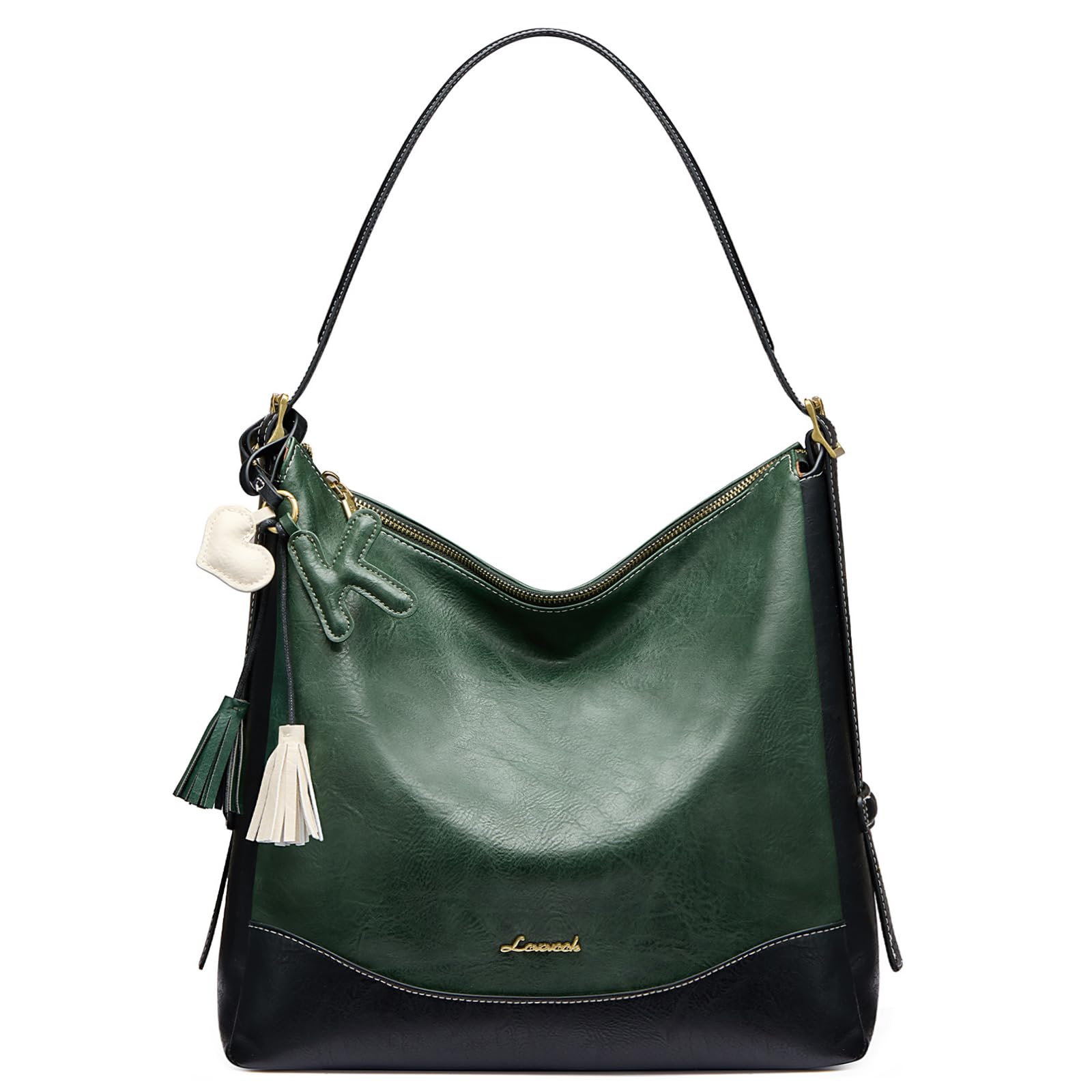 LOVEVOOK Hobo Bags for Women with Initial Charm, Soft Women's Crossbody Handbags Slouchy Shoulder Bag with Large Cup Holder