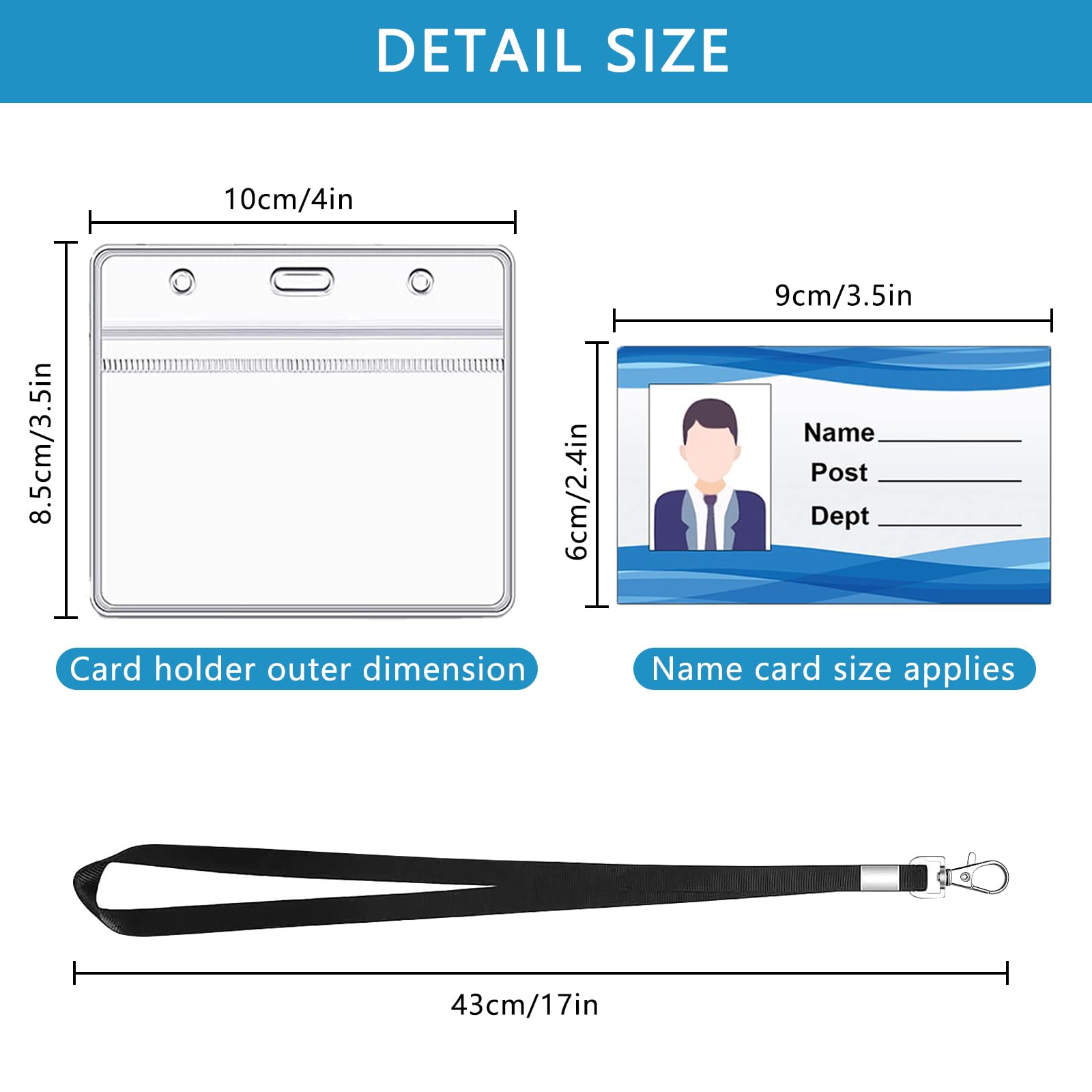 XHDA Black 30PCS Lanyards for Neck with 30PCS Card Holder, Lanyard with Clear Plastic Card Holder for ID Card and Staff - Image 2