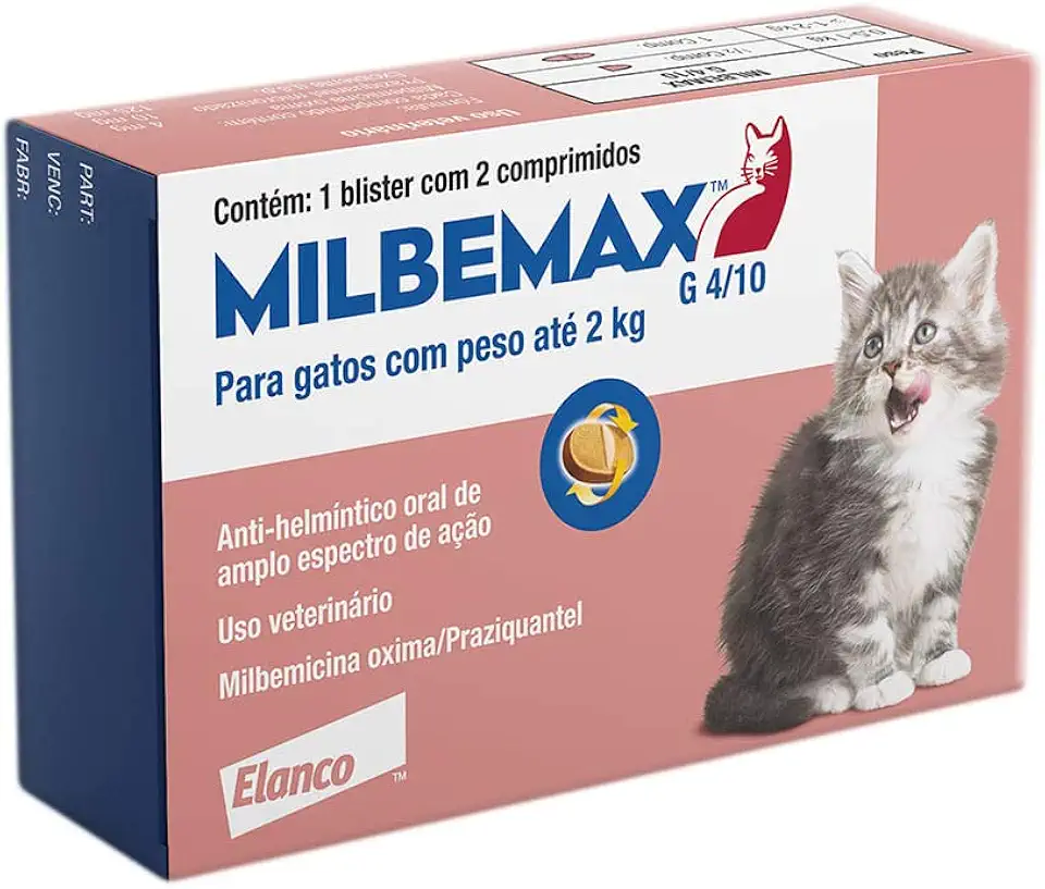 MILBEMAX FC 4/10 MG 2 CP (Gatos de 0,5Kg até 2Kg)