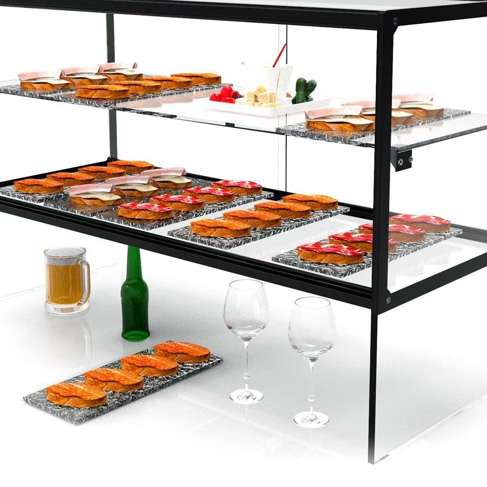 MBH Zeppelin Neutraler Ausstellungsständer, quadratisch, 92 cm, für Gastronomie, Neutral, erhöht, für Bar und Restaurant, mit LED