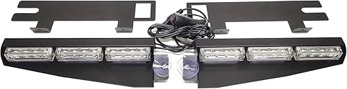 Miniatura 4 de CFLMYYXGS Barra de luz LED de 2 a 12 luces LED para coche y camión, barra de luz de advertencia estroboscópica exclusiva con visera dividida (3 W,