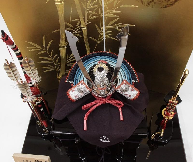 五月人形 兜 平飾り 1/3 幅65cm（245to0449）鞆美 源義家 銀