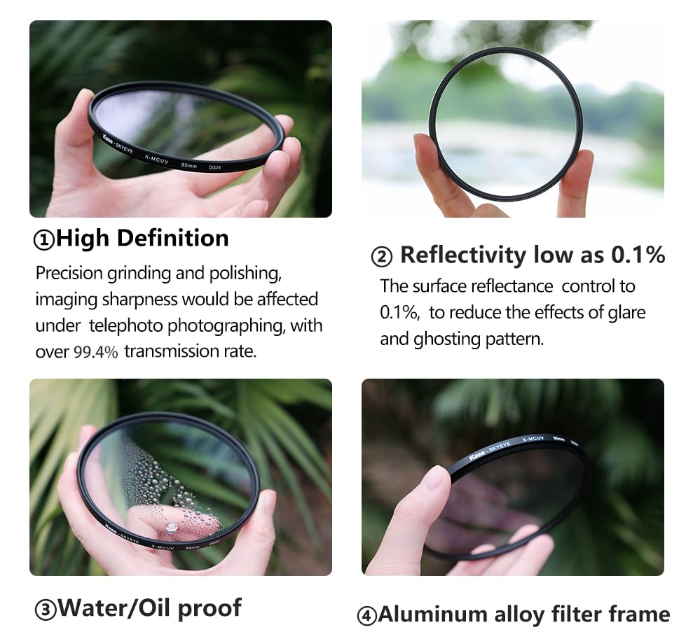 Filtro 105mm KASE Skyeye Tele MCUV óptico templado para proteger teleobjetivos de golpes 2