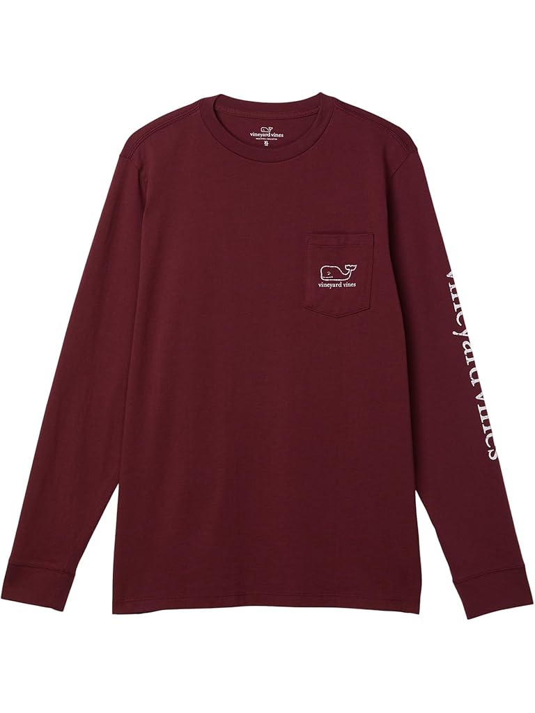 Red Vineyard Vines Long Sleeve Vintage Whale Pocket Tee (Toddler/Little Kid/Big Kid)
