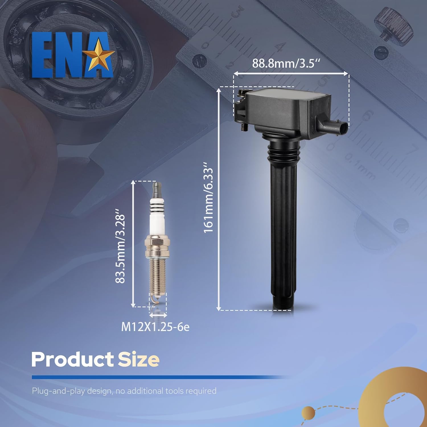 ENA 3.6 V6 UF648 Ignition Coil 97390 Spark Plugs Compatible with Dodge Chrysler VW 200 300 Challenger Avenger Charger Durango Journey Grand Cherokee Caravan Wrangler Routan Set of 6