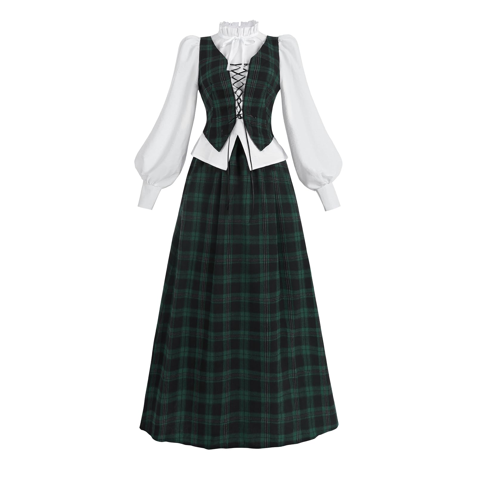 CR ROLECOS Viktorianisches Kleid Damen Mittelalter Kleid 2-teiliges Set Kleider 19. Jahrhundert Barock Abendkleid Punkkleider Ballkleid L