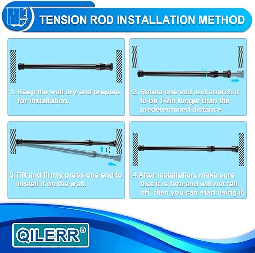 Miniatura 4 de QILERR - Varillas de tensión de 28 a 48 pulgadas ajustables y extensibles, barras para armario, ventanas, cocina, baño, alacena, armario ropero