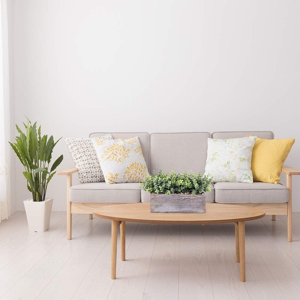 Winlyn Faux Eucalyptus Plants in Rustic Rectangular Wood Planter Box Artificial Eucalyptus Greenery Arrangement Potted Plant in Dusty Green for Wedding Centerpiece Office Room Table Windowsill Décor - Image 5