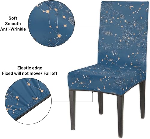 Miniatura 3 de Moon Star Space - Juego de 2 fundas protectoras para sillas de comedor, extraíbles y lavables, fundas elásticas para sillas Parson