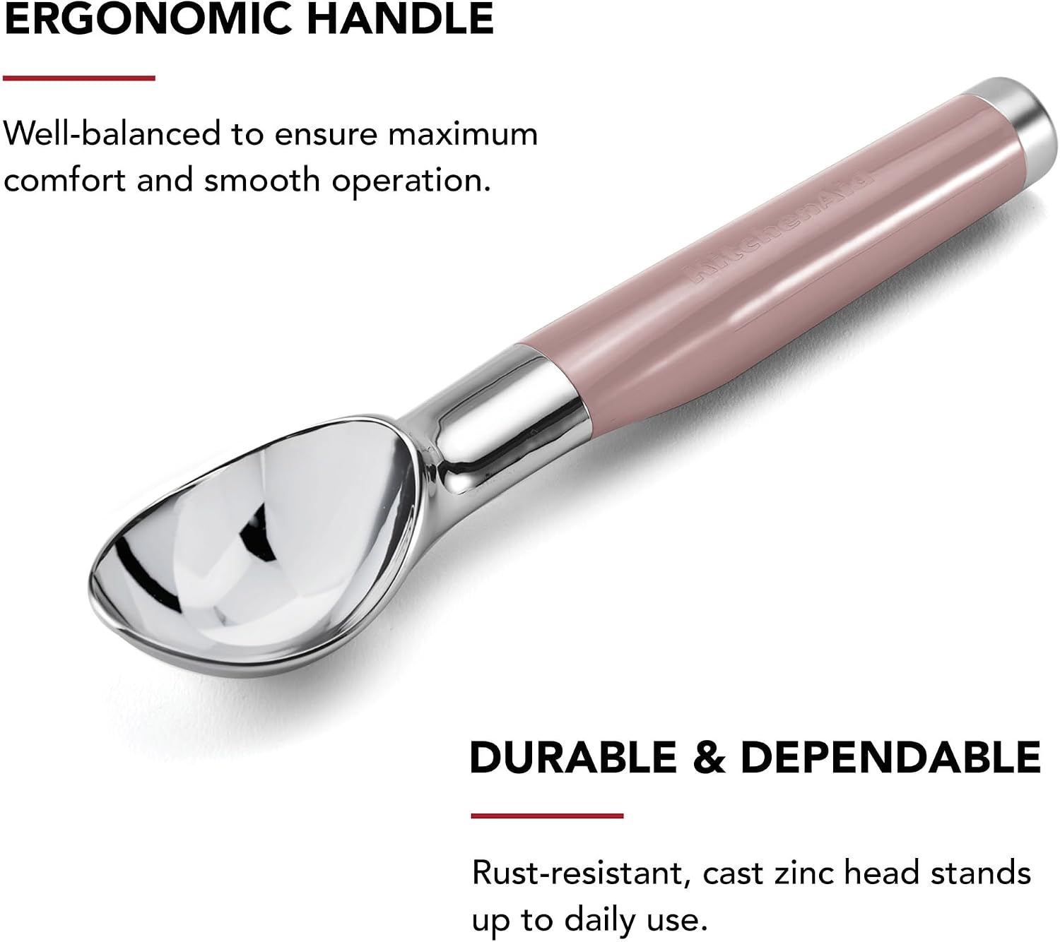 KitchenAid Classic Ice Cream Scoop, 8.5-Inch, Dried Rose