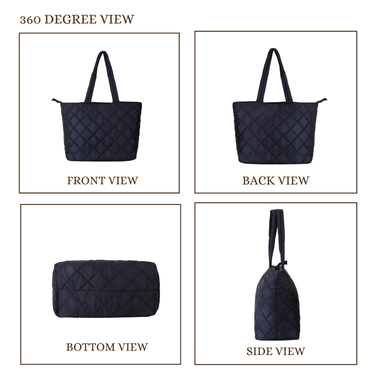 Anekaant Womens Black Quilted Polyester Diamond Self Design Handheld Bag 1