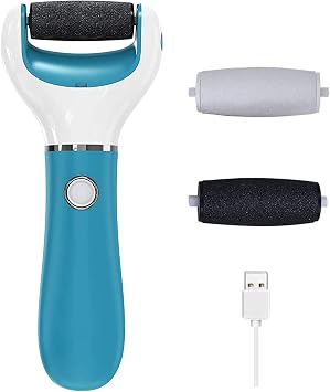 Electric Foot File Callus Remover Professional, 2-Speed Rechargeable Pedicure Tool for Remove Calluses, Dry, Hard, Dead, Cracked Skin, Includes 2 Coarses Blue