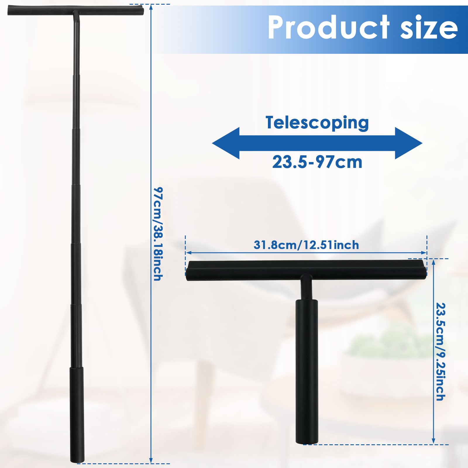 Raschietto per doccia con supporto a ventosa 23-97 cm liberamente estensibile raschietto per doccia con gancio in silicone acciaio inossidabile nero di alta qualità per pavimento casa