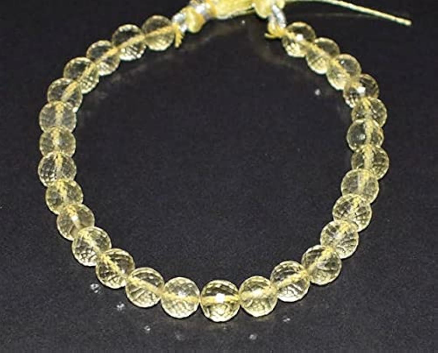 Quartz citron perles rondes facettées 7mm fil pierre naturelle bijoux diy