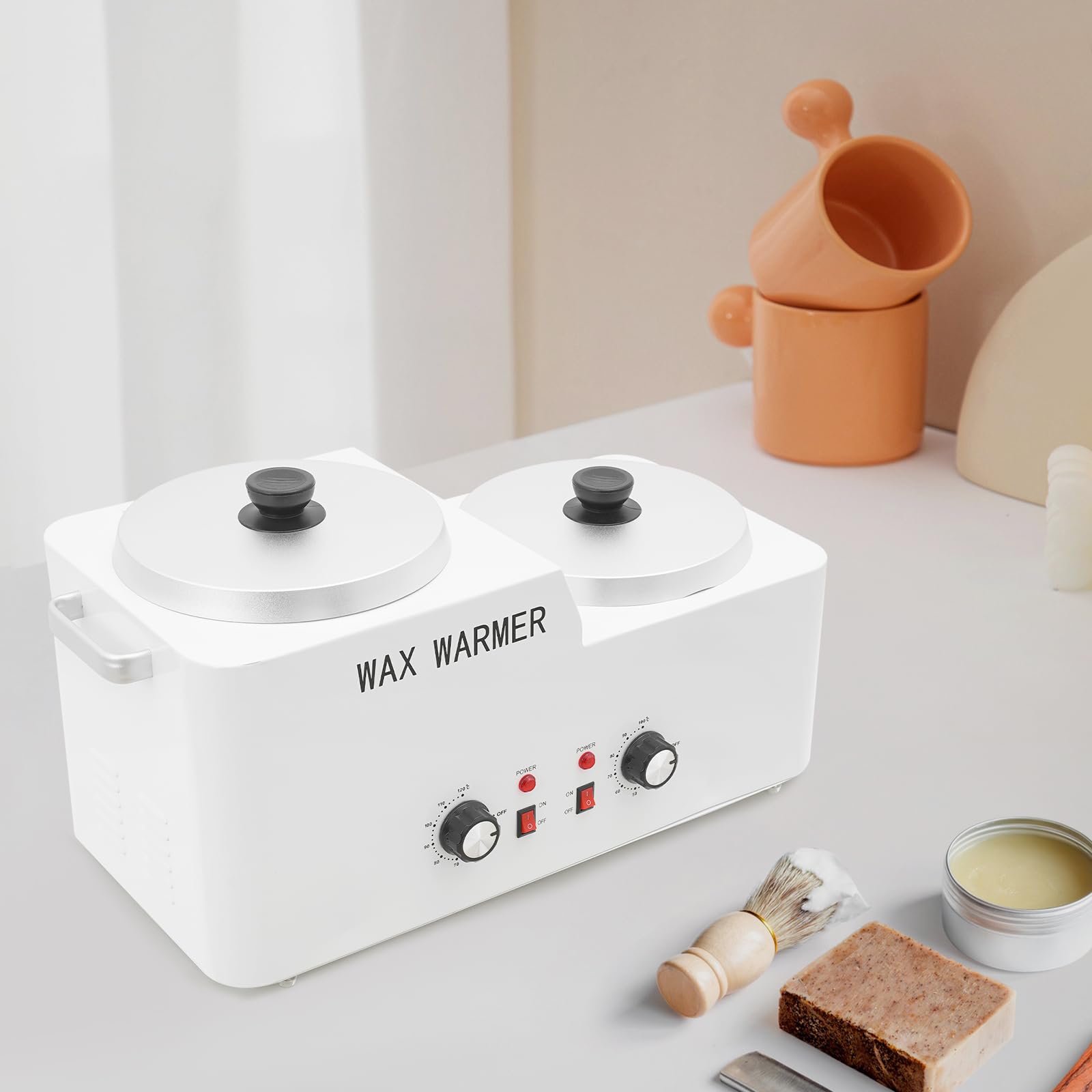 Calentador de Cera Depilatoria Doble Olla 600W 2.5L/olla Temperatura Ajustable Maquina Cera Caliente Depilacion adecuado para Personas, Salones Belleza, Uñas, Centros para Cuidado Piel