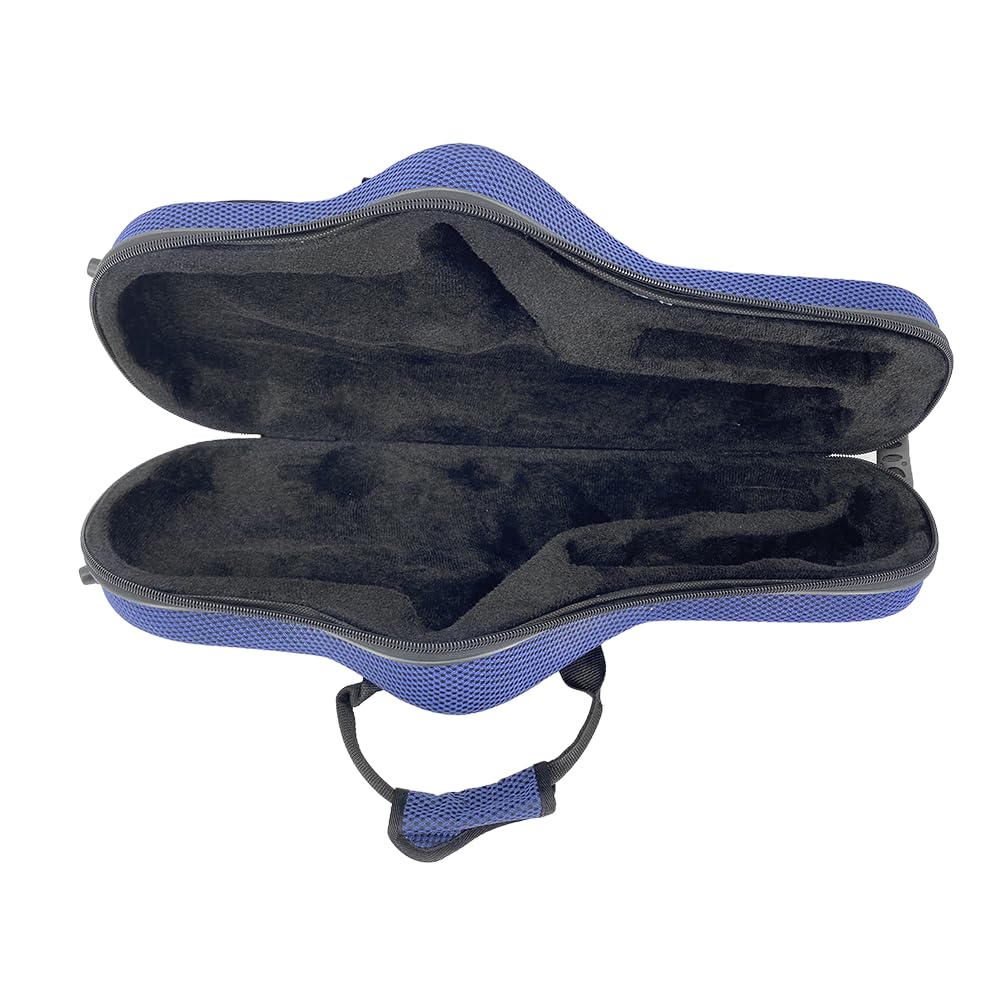 Custodia rigida per sassofono contralto, custodia in nylon resistente e antiurto blu con tracolla imbottita rimovibile, due manici, tasca extra e morbidi divisori imbottiti per un facile