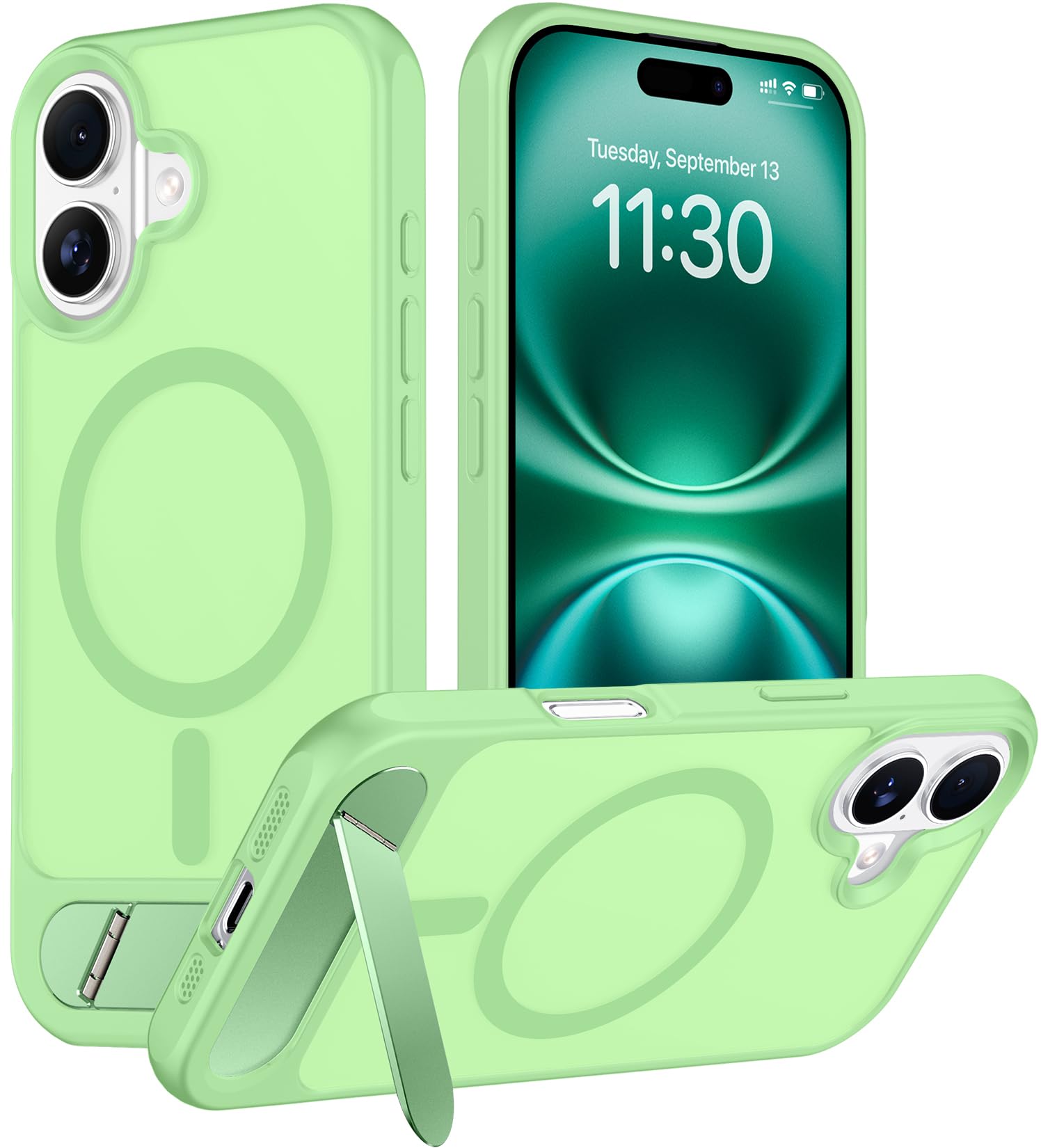 Temdan Magnetic Compatible with iPhone 16 Plus Case, [Built-in Invisible Kickstand][Compatible with MagSafe][Military Grade Shockproof] Slim Translucent Matte Phone Case for iPhone 16 Plus 6.7"