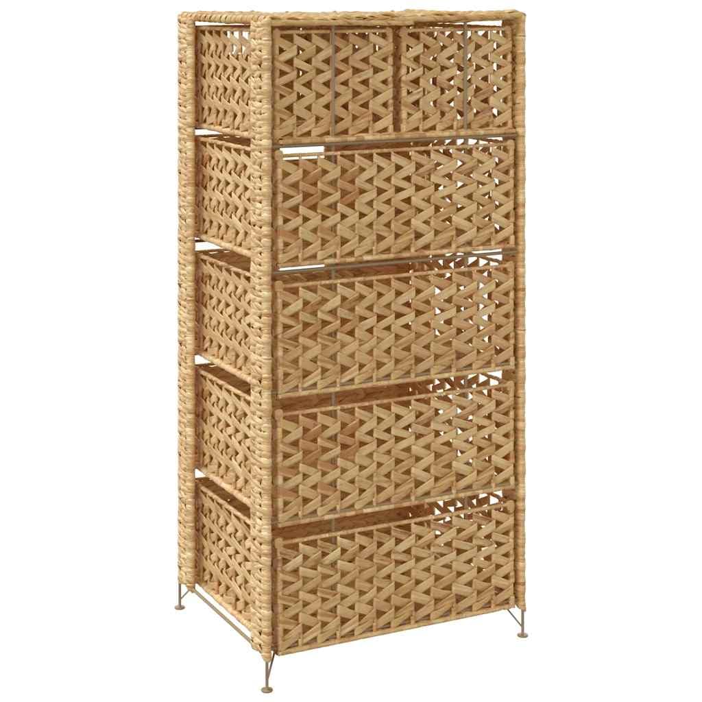 Wasserhyazinthe Lagereinheit mit 6 Körben, 47x37x100 cm, Braun, Metallgestell, für Küche & Wohnzimmer, vielseitiger Aufbewahrungsschrank