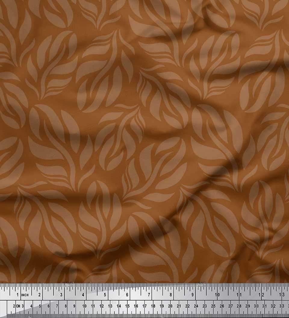 Soimoi Rayon Crepe Fabric Leaves Shirting Fabric Prints by Meter 46 Inch Wide