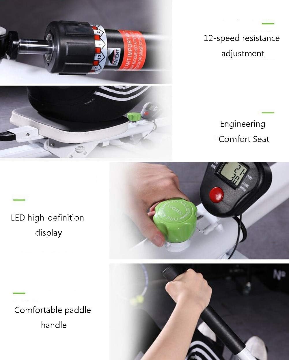 Foldable Rowing Machines Rowing Machine for Home Use Foldable Hydraulic Rower Trainer Indoor Rowing Device 12 Resistance Adjustment LCD Monitor Max User Weight 150 Kg Fitness Equipment