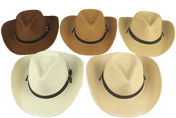 Cappello Panama Uomo Donna Adulto Cappello di Paglia da Cowboy Facile da  Abbinare Tessuto Estivo Cappello A Tesa Larga Cappello A Tesa Larga da  Spiaggia (Color : Bianca, Size : One Size) :