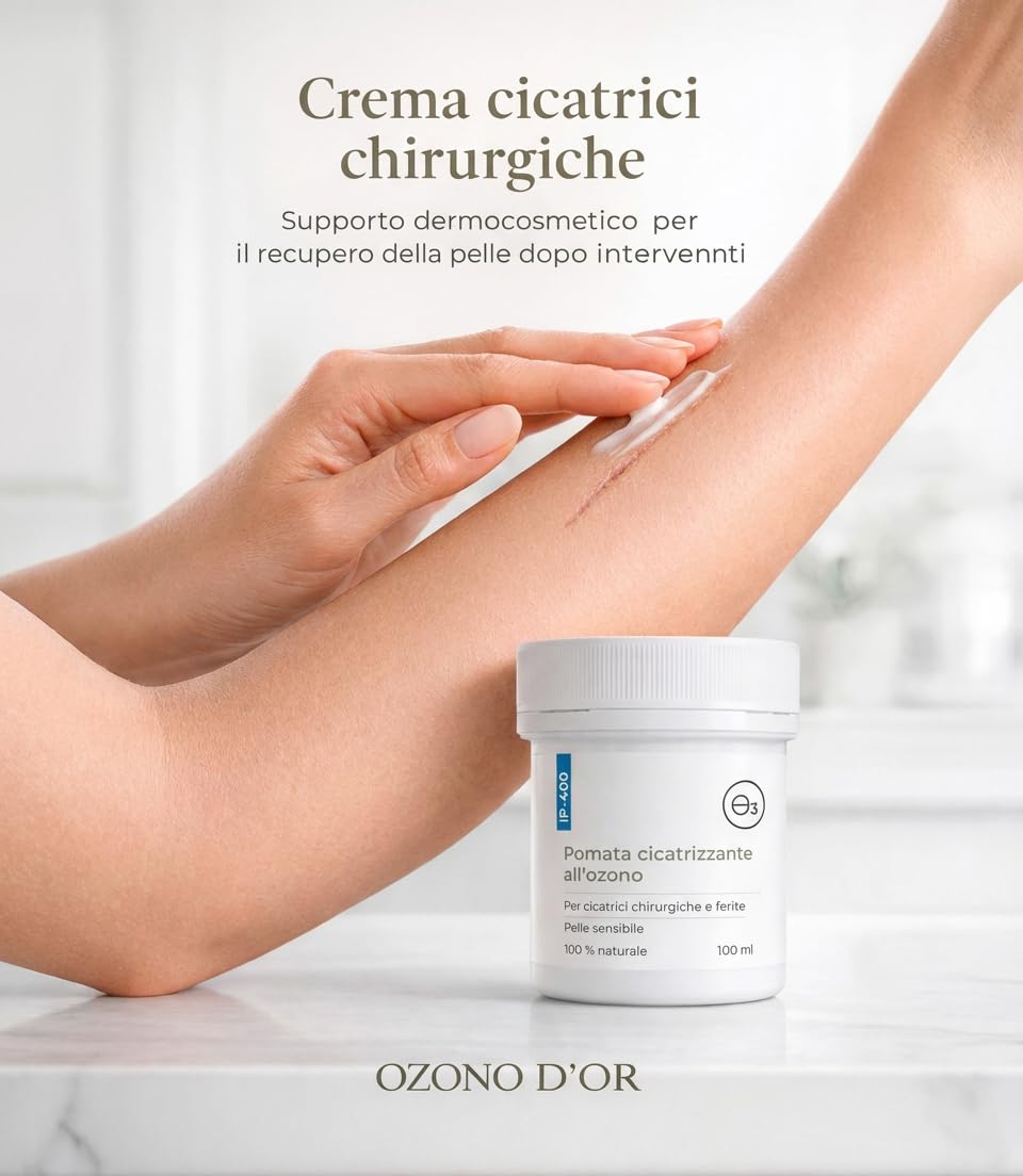 Pomada IP400 Olio di Oliva Vergine Extra Ozonizzato 500 ml crema dermatite atopica cicatrizzante ferite crema cicatrici chirurgiche ozoncreme olio per cicatrici chirurgiche con ozono naturale