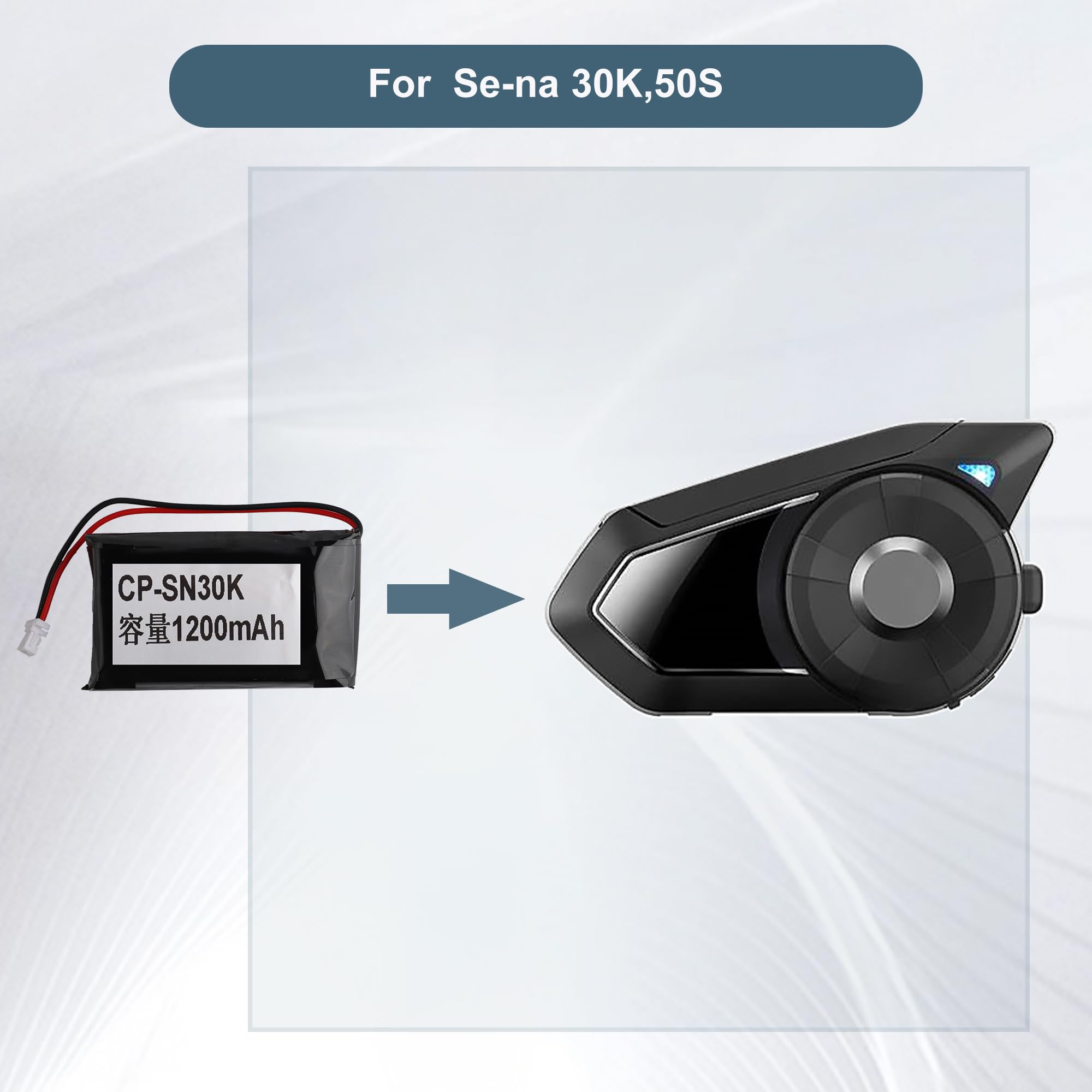 Akumulator zastępczy CP-SN30K 3,7 V 1200 mAh kompatybilny z Sena 30K, 50S zestaw słuchawkowy Bluetooth do motocykli, akumulator do bezprzewodowego zestawu słuchawkowego z narzędziami