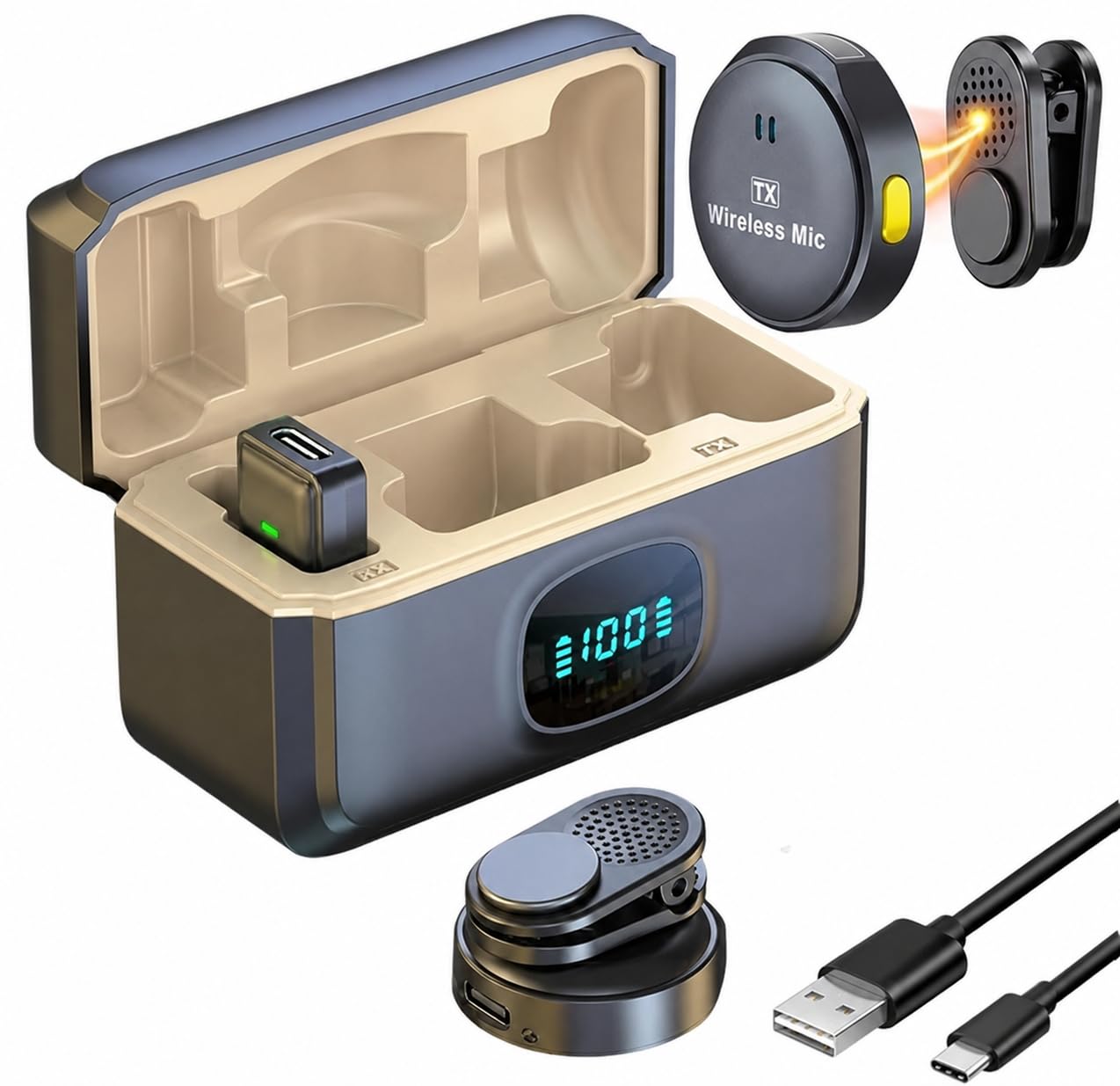 Eyetech Dual Wireless Lavalier Microphone for Android & iPhone with Noise Cancellation, Plug & Play, Mini Clip Mic for Video Recording, Vlogging & Live Streaming with Charging Case (EQ08)-image-27