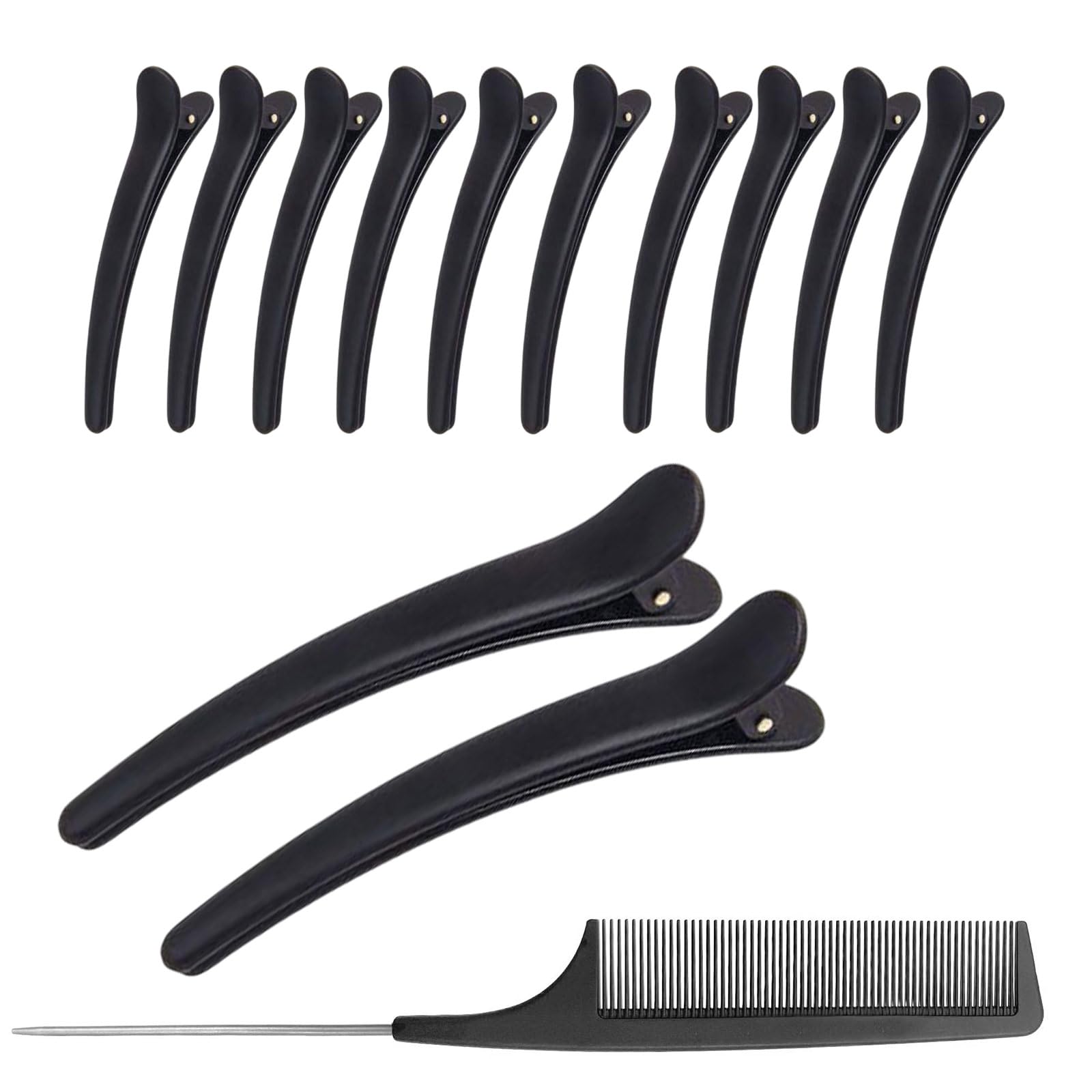 Pack of 12 Hair Sectioning Clips for Girls and Women with 1 PCS Antistatic Tail Comb