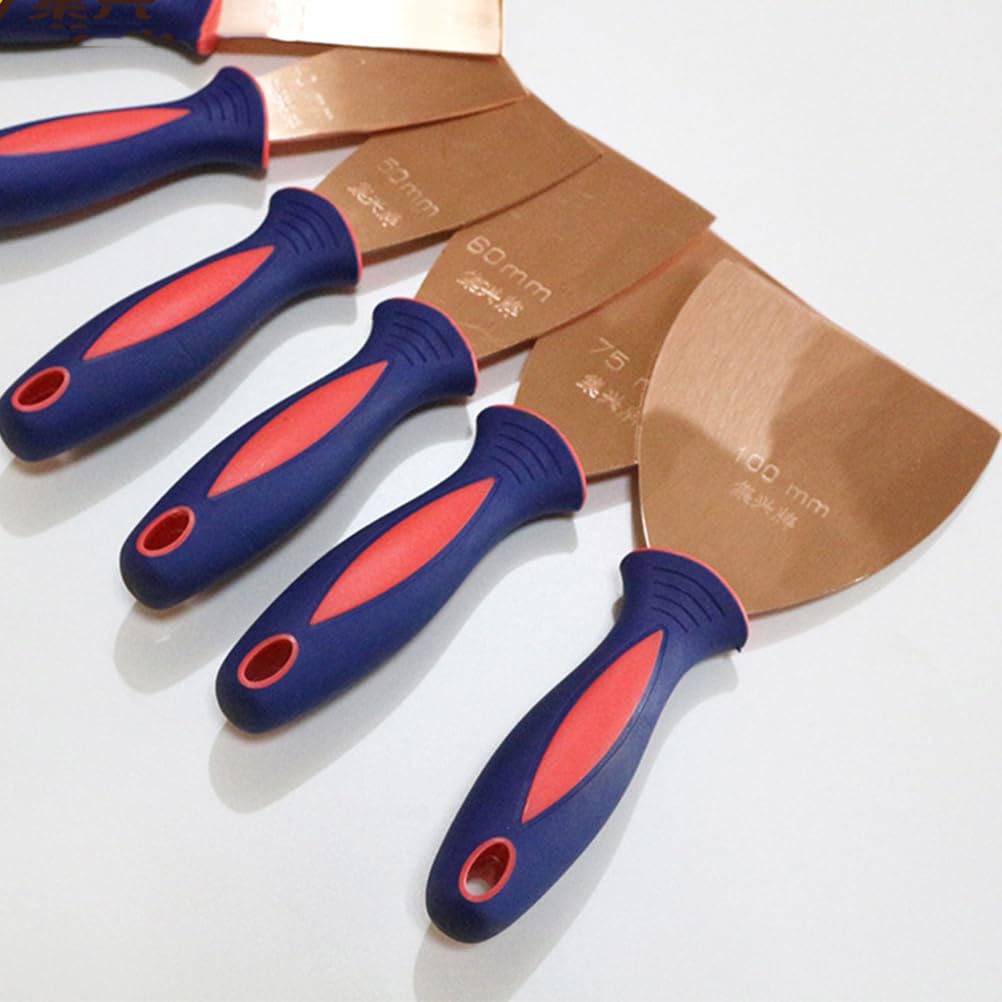 Cuchillo de revestimiento de cobre, espátula de yeso con mango de goma, raspador de yeso, removedor de madera, raspador de papel pintado, herramienta de pintura