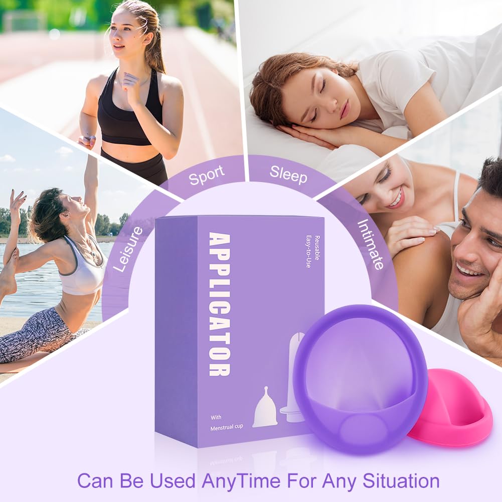 Dischi Periodici Riutilizzabile, 2 Pezzi Disco Mestruale(S+L), Coppa Mestruale in Silicone con Applicatore, Che Può Essere Facilmente Rimosso, per Donne Sport Attivi, Nuoto, a Prova di Perdite