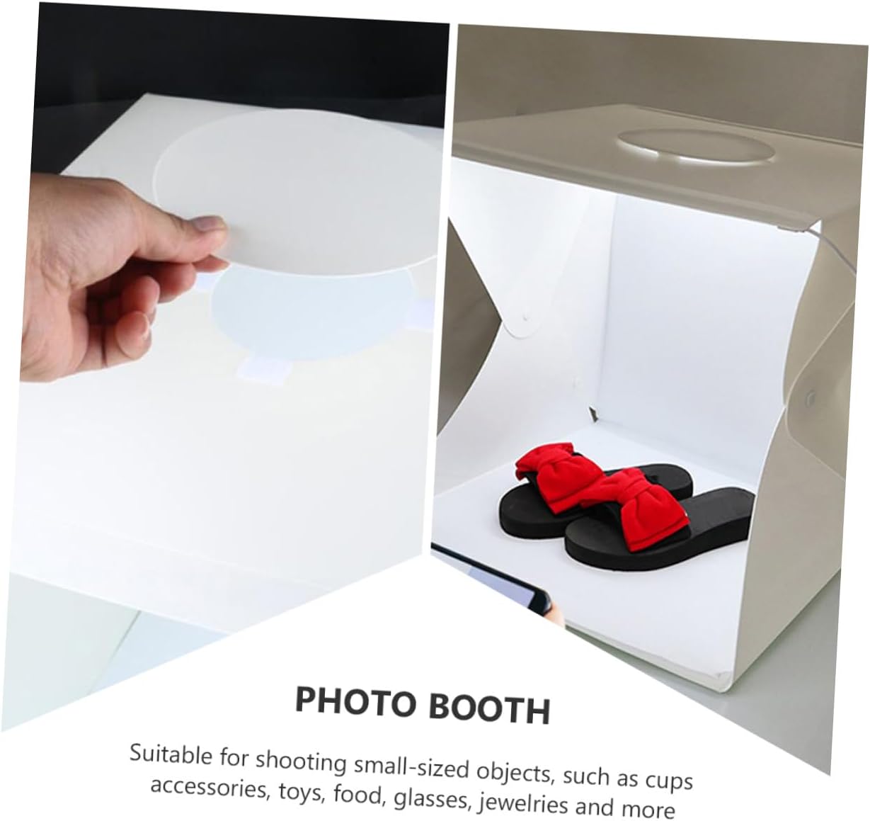 Portable Photo Light Box Tent with LED Strip Lights, 30Cm Folding Photography Studio with Black White Backdrops for Product and Small Business Photography