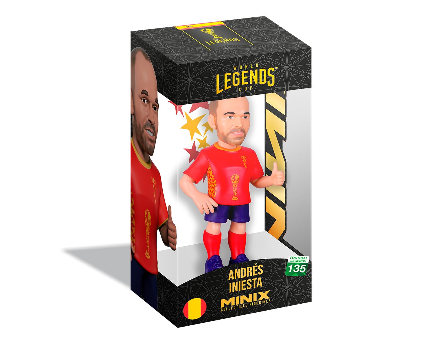 Figurine Minix Iniesta 12 Cm – Football Legends Coupe Du Monde #135, Espagne, PVC Officiel Boîte Exposition