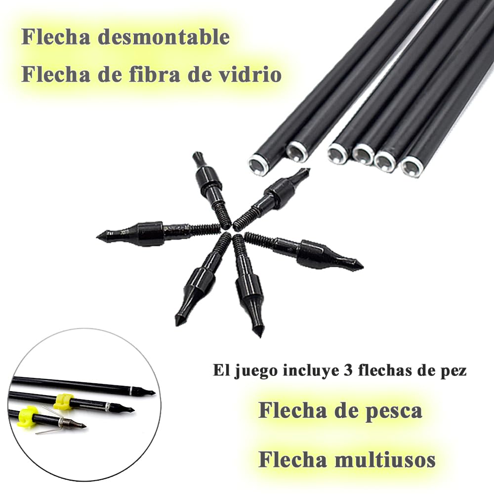 Herramienta para Disparar Peces al Aire Libre con 3 Gomas Elásticas para Accesorios de Tirachinas, se Puede Utilizar con Flechas y Carretes de Pesca