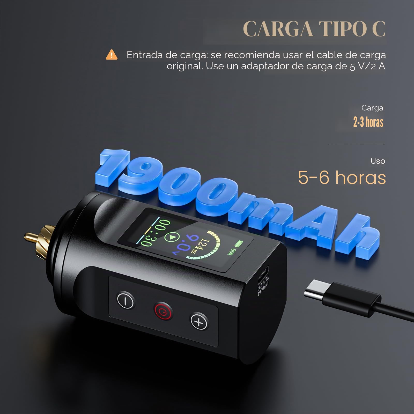 TATELF Juego completo de máquina de bolígrafo inalámbrico giratorio con batería RCA de 1900 mAh, 20 cartuchos de agujas, 10 unidades, accesorios completos para principiantes artistas