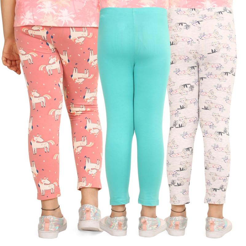 Image of ARIEL Girls Cotton Printed Regular Fit Non-Transparent Ankle Length Leggings