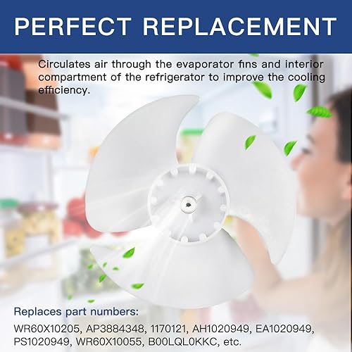 Miniatura 3 de Cuchilla de ventilador de evaporador de refrigerador WR60X10205 mejorada, pieza de repuesto para refrigeradores GE/Hotpoint