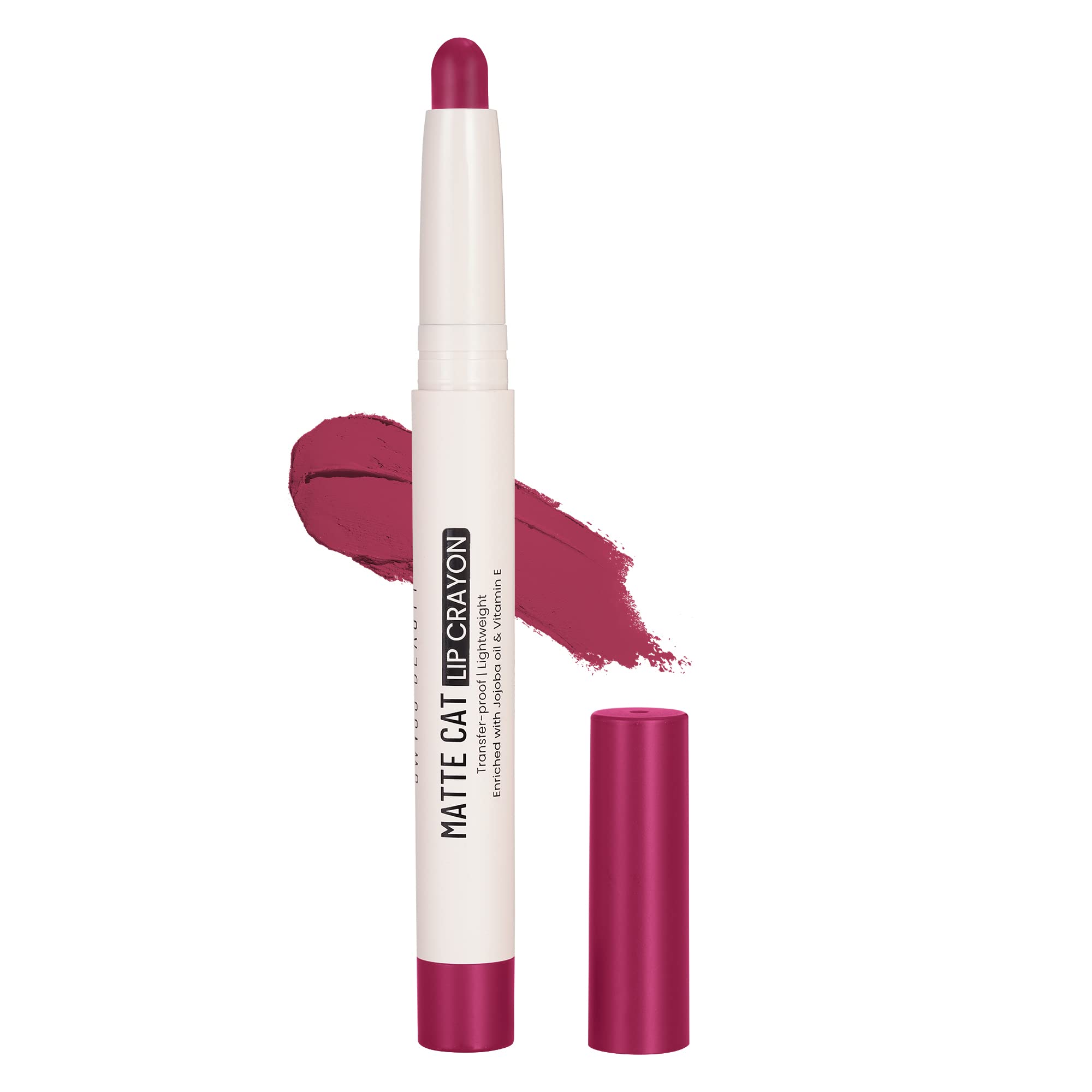 Non-Transfer Matte Cat Lip Crayon | Water-Resistant | Long-Lasting 8 Hours Stay | Retractable Lip Crayon | Shade - Wild Rose, 1.5g |