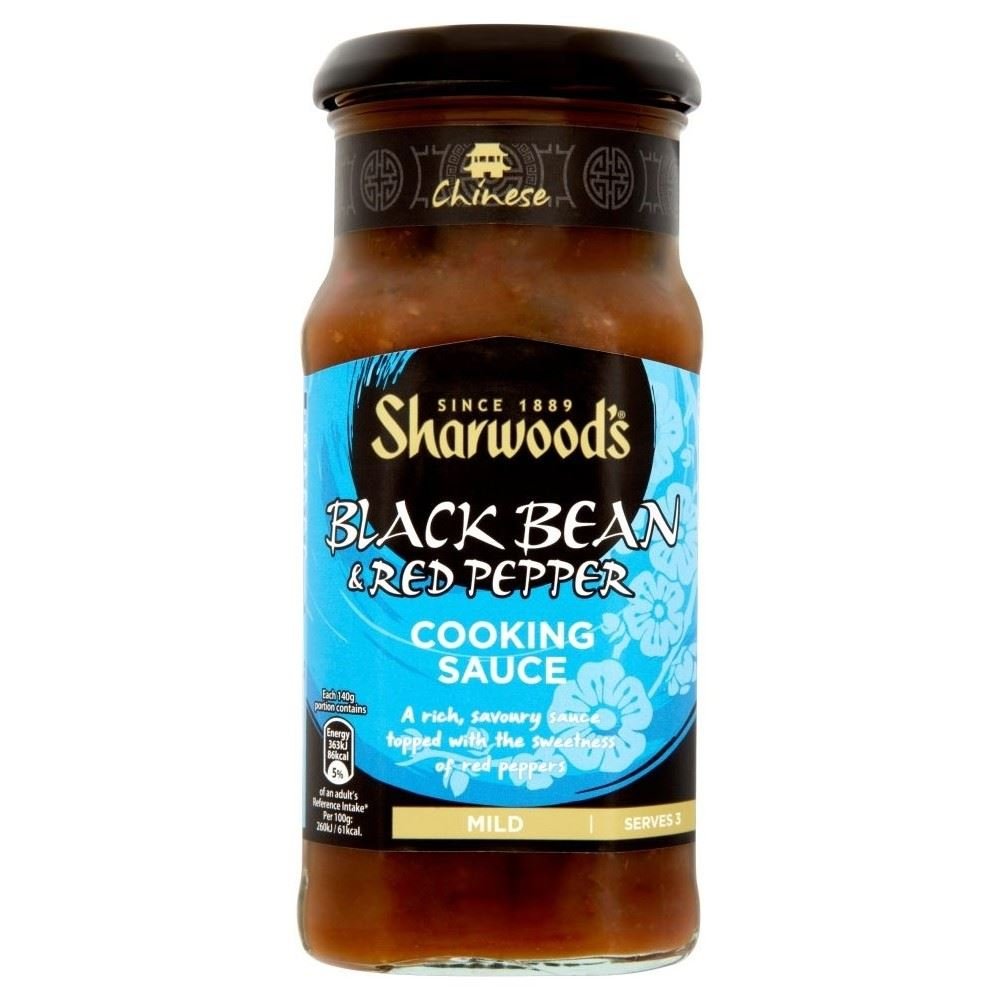 Sharwood's Sos do gotowania - czarna fasola i czerwona papryka (425 g) - opakowanie 6 szt.