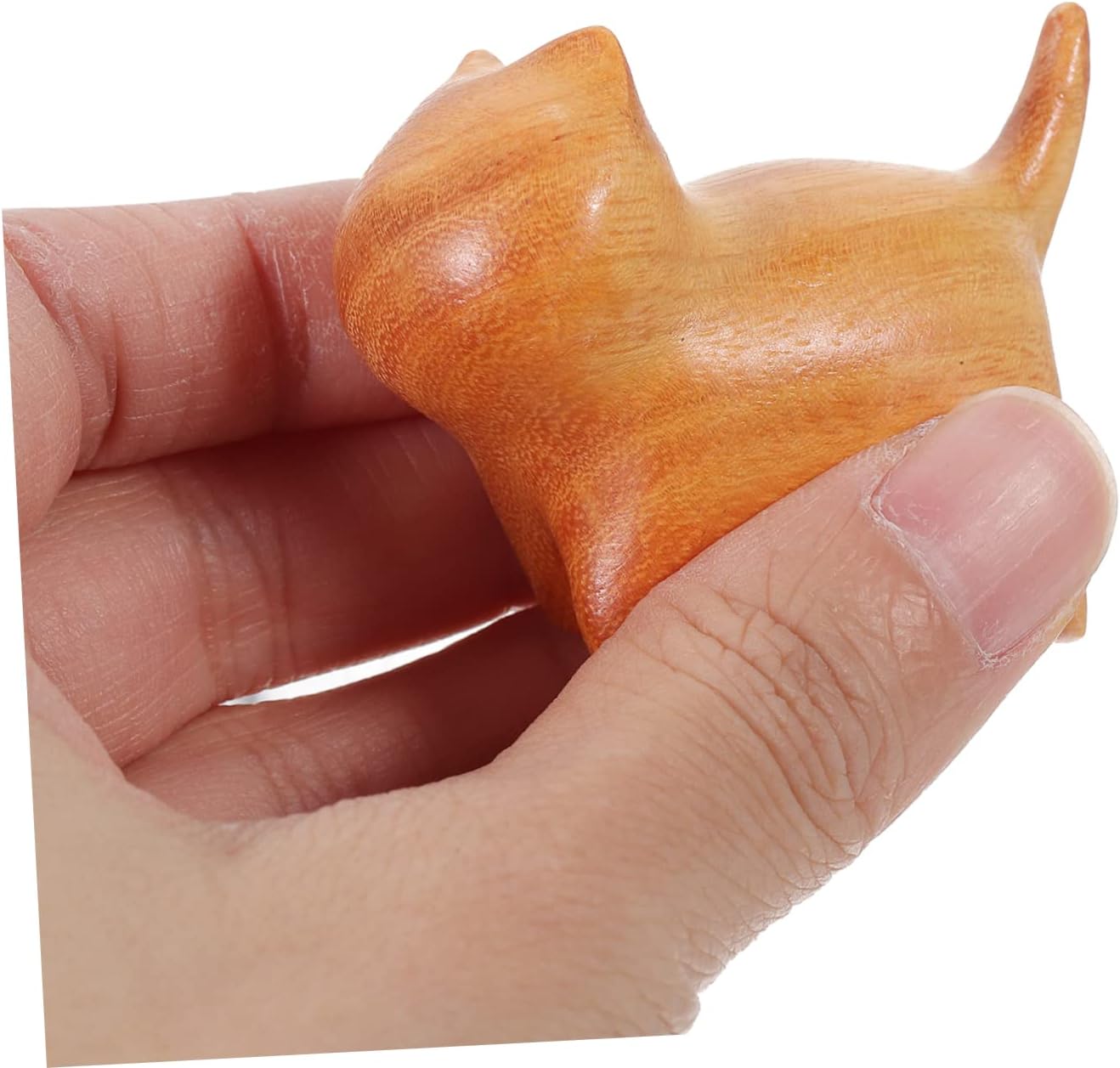 Cabilock Wooden Cat Figurine Decorative Miniature Coffee Wood Collectible image 2