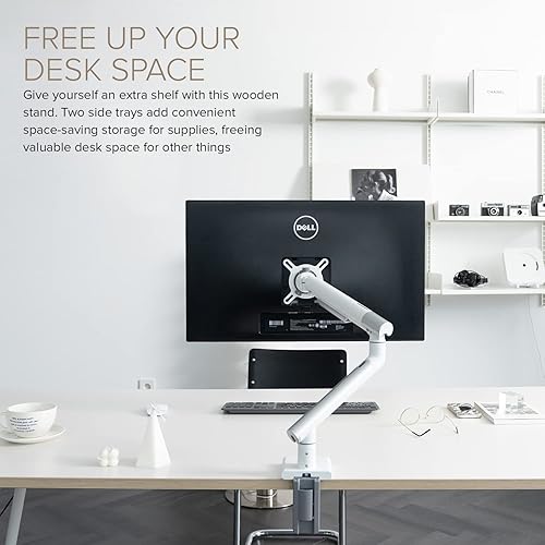 Miniatura 3 de POUT Soporte de brazo para monitor ultraancho E12 para escritorio, ajustable de movimiento completo, inclinacióngirorotación de 4-22 libras,