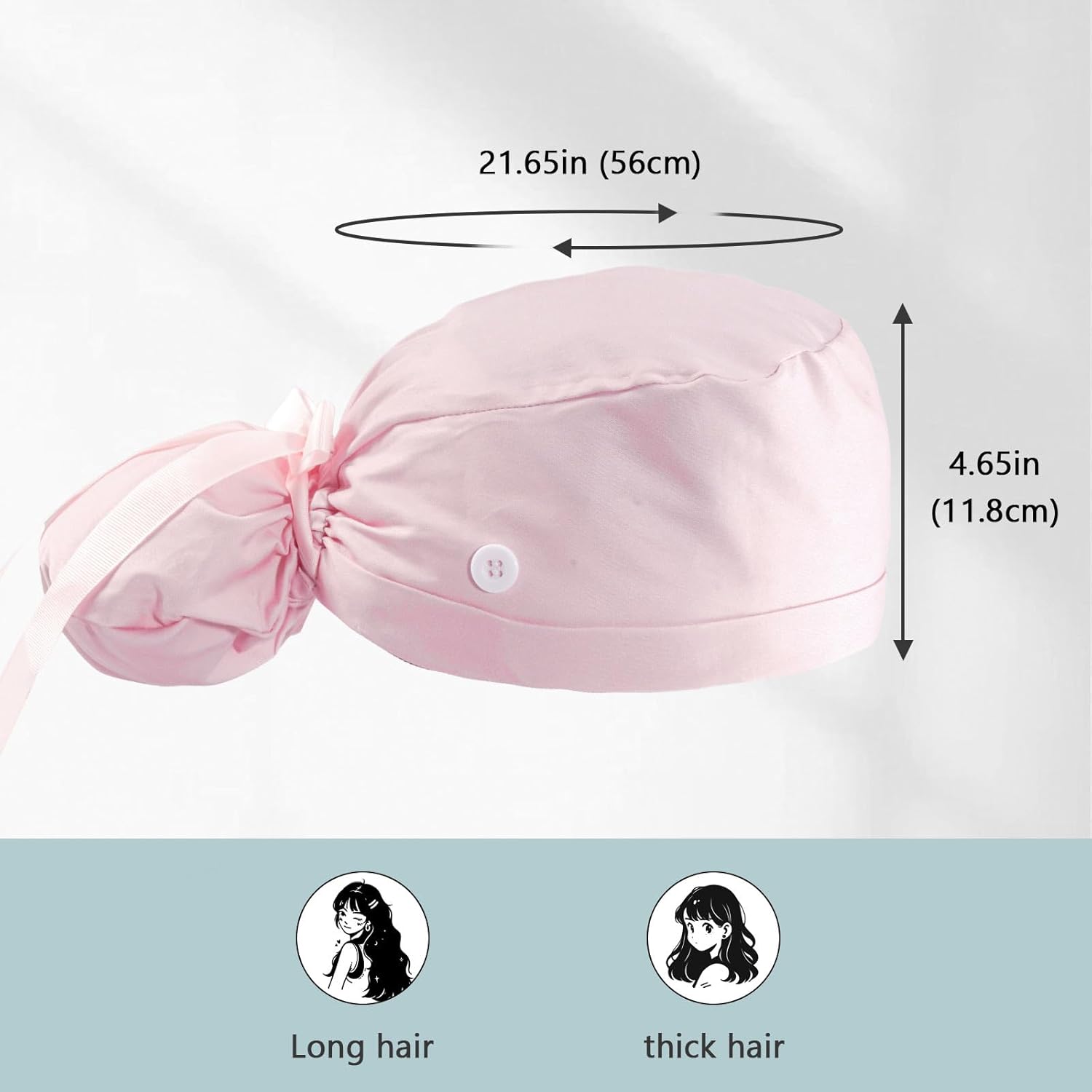 Hautton Ponytail Scrub Caps Women, 2 Pcs Surgical Nurse Hats with Buttons and Sweatband - Image 5