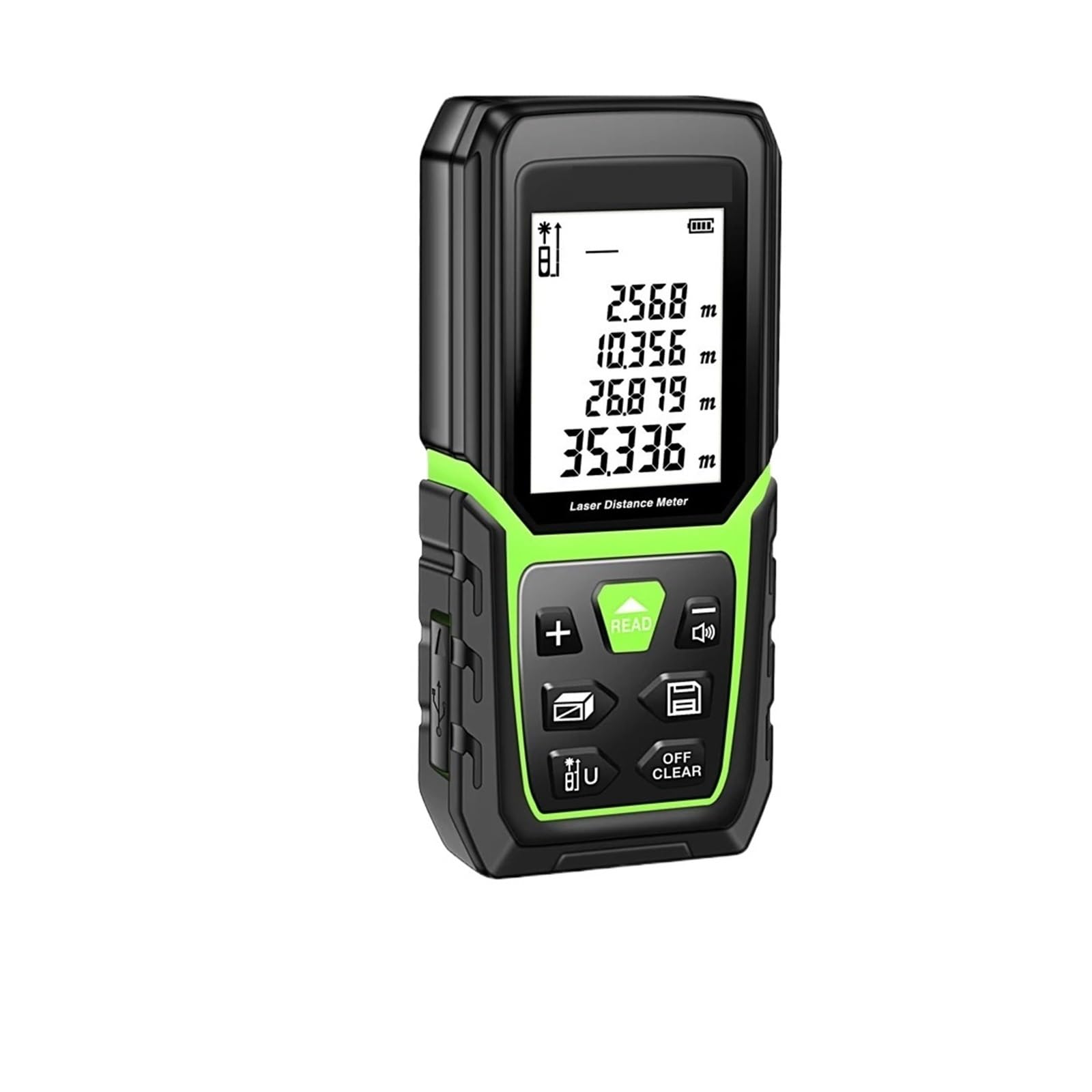 Medidor De Distancia Telémetro 330 Pies/100 M LCD Retroiluminado Medida M/In/pies Con Batería De Iones De Litio Y Sensor De Ángulo Eléctrico(50m)